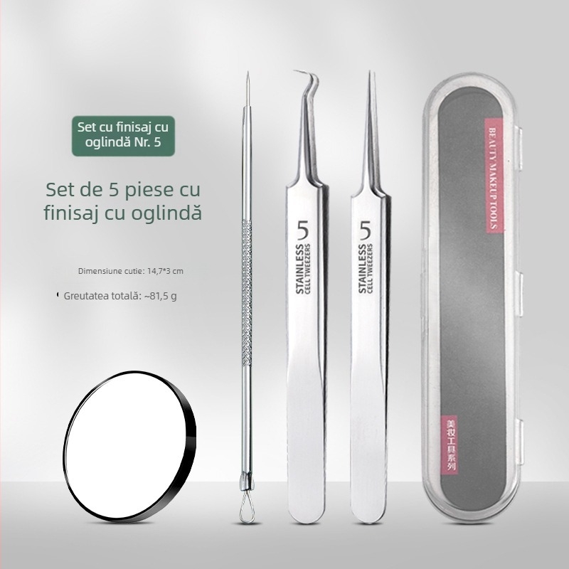 Set de instrumente pentru acnee: ac pentru acnee și clips pentru celule — oțel inoxidabil, durabil, pentru uz general