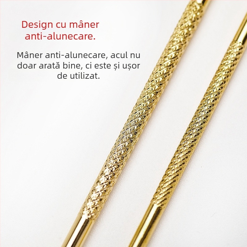 Set profesional de ace din oțel inoxidabil pentru eliminarea punctelor negre – 2 bucăți (lung și scurt)