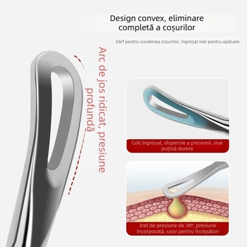 Set de instrumente pentru acnee și extractor de comedoane, vârf ultra-ascuțit Nr. 5, oțel inoxidabil