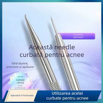 Aparat de acnee cu cârlig curbat – oțel inoxidabil, instrument de extragere pentru puncte negre