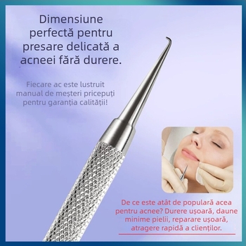 Aparat de acnee cu cârlig curbat – oțel inoxidabil, instrument de extragere pentru puncte negre