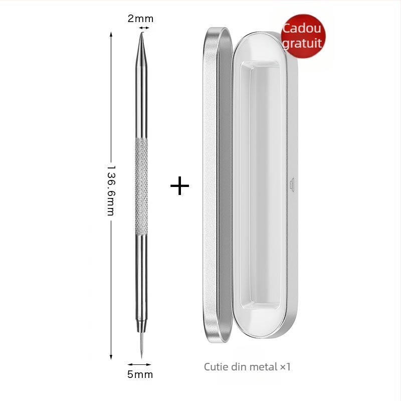 Aparat de acnee cu cârlig curbat – oțel inoxidabil, instrument de extragere pentru puncte negre