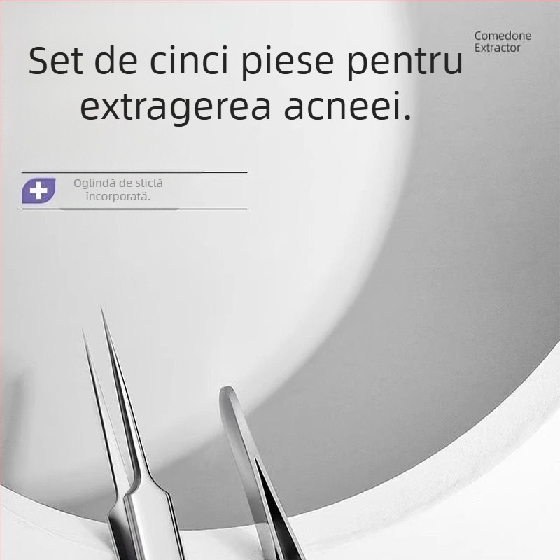 Set acnee Ounce (5 buc.) - oțel inoxidabil, instrumente pentru extragerea punctelor negre