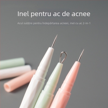 VEEJAGA Unealtă de extracție a acneei din oțel inoxidabil pentru eliminarea punctelor negre și a comedoanelor