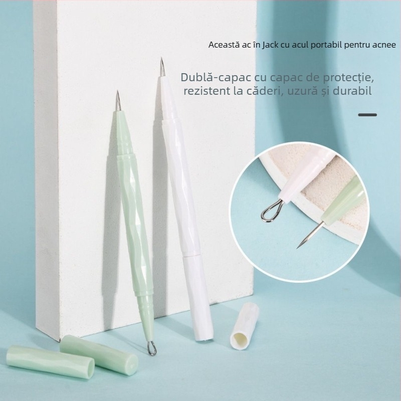 VEEJAGA Unealtă de extracție a acneei din oțel inoxidabil pentru eliminarea punctelor negre și a comedoanelor