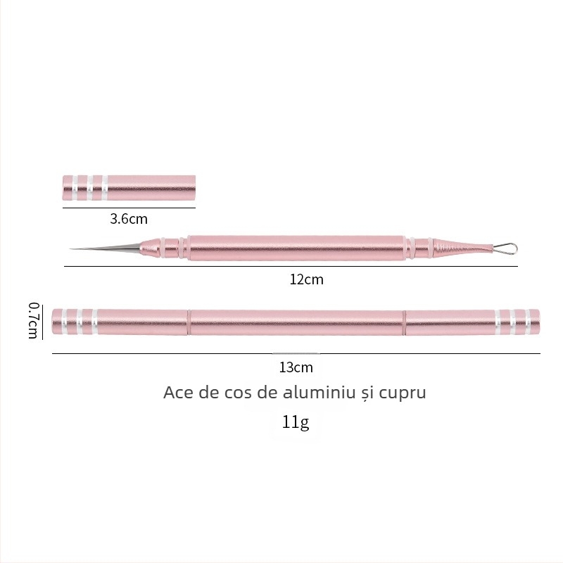 Ac de acnee: instrument portabil cu două vârfuri din oțel inoxidabil pentru stoarcerea coșurilor; origine Yangjiang, Guangdong; durată lungă de valabilitate; instrument cosmetic: ac de acnee