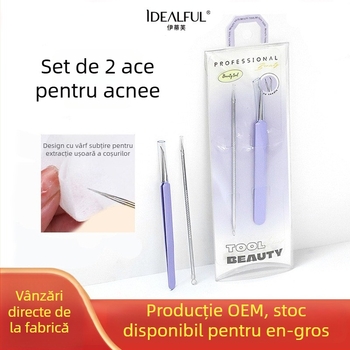 Etude set de 2 ace pentru acnee, din oțel inoxidabil, instrument de curățare facială