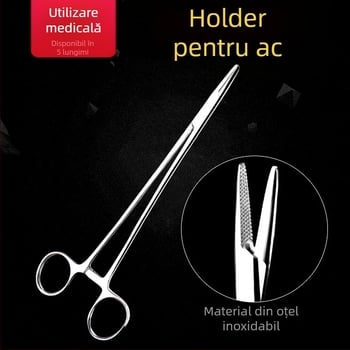 Clește de ace din oțel inoxidabil – reutilizabil, cu dinți compleți pentru sutură, pachet 1 buc.
