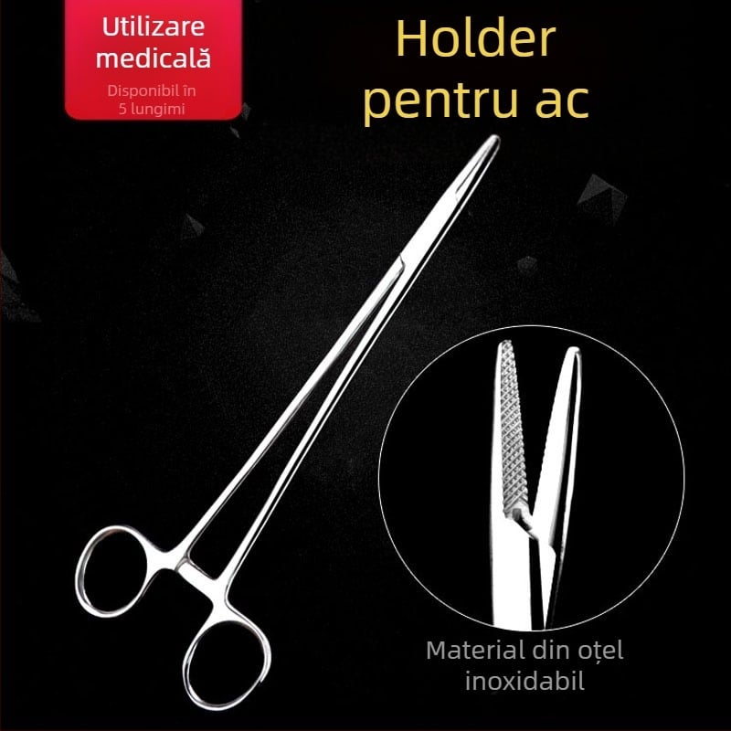 Clește de ace din oțel inoxidabil – reutilizabil, cu dinți compleți pentru sutură, pachet 1 buc.