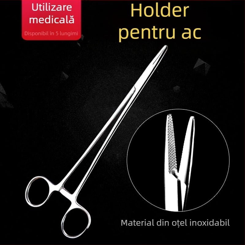 Clește de ace din oțel inoxidabil – reutilizabil, cu dinți compleți pentru sutură, pachet 1 buc.