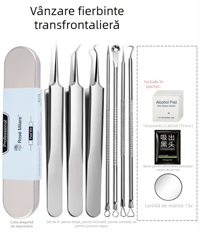 Mirar set de instrumente pentru acnee din oțel inoxidabil, pentru uz casnic, durată de viață de 5 ani