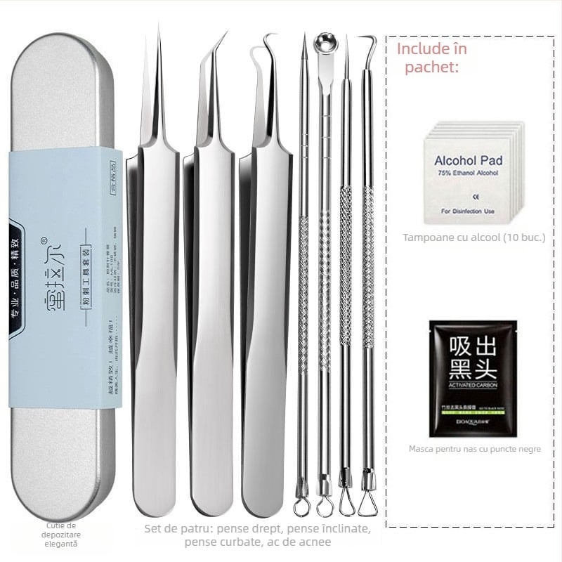 Mirar set de instrumente pentru acnee din oțel inoxidabil, pentru uz casnic, durată de viață de 5 ani