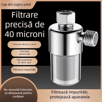 Filtru de prefiltrare pentru încălzitor electric de apă, cu element filtrant din cupru, montat pe perete, filtrare apă pentru prevenirea depunerilor de calcar (Aprobarea Zhejiang 2022 nr. 0020; Funcție: Creșterea debitului)