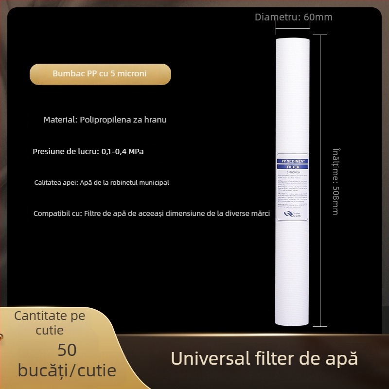 Element Filtru pentru Purificator de Apă – Polipropilenă, Filtru PP Cotton, Montaj frontal, Debitul 500 L/h