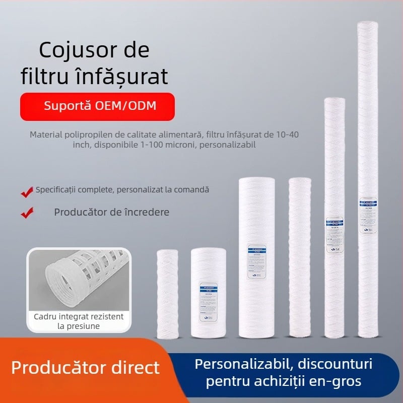Element filtrant înfășurat cu sârmă, pentru filtrarea apei, industrie de placare electrochimică, precizie filtrare 1-100