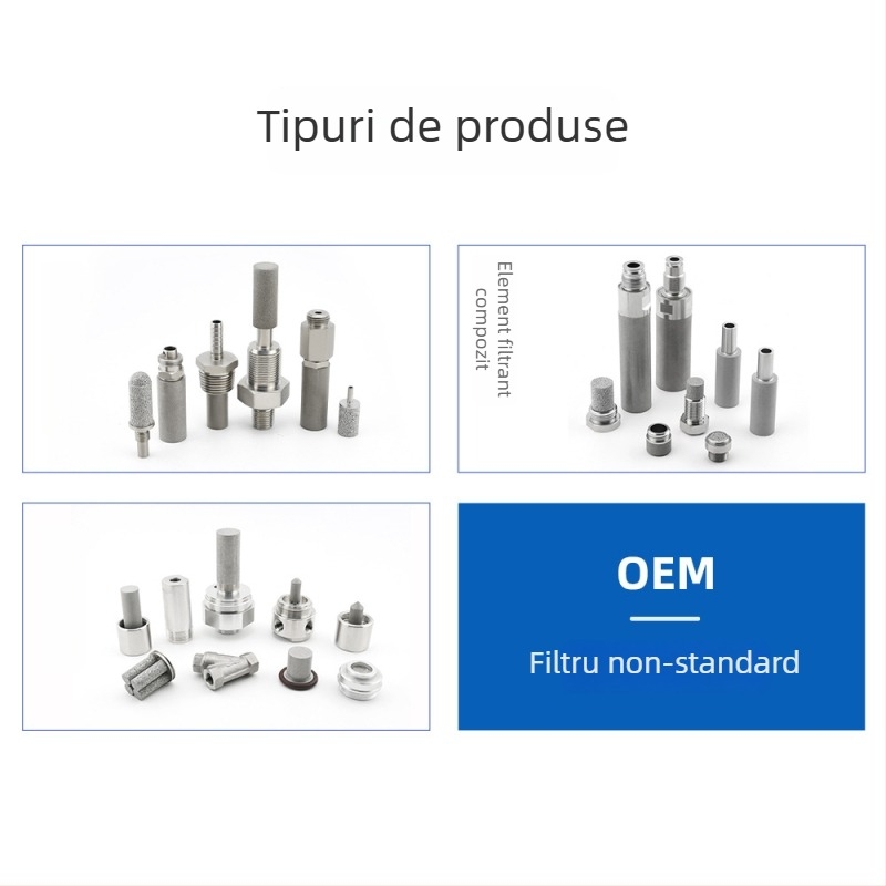 Element filtrant sinterizat din oțel inoxidabil 316L, cu filet, filtrul sinterat din pulbere, temperatură înaltă, precizie la nivel de microni, adsorbție de 98%, porozitate 35–45%