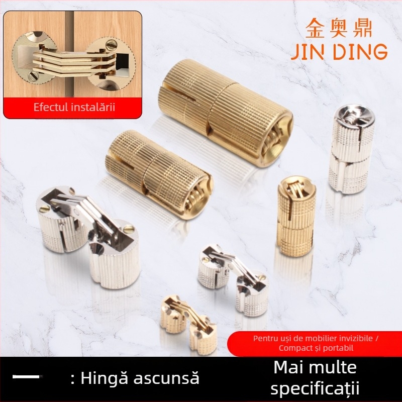 Golden Tripod balama ascunsă din alamă pentru cutie electrică – ușă de dulap ascunsă, funcționare silențioasă cu o singură mână, finisaj nichelat