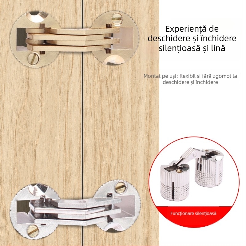 Golden Tripod balama ascunsă din alamă pentru cutie electrică – ușă de dulap ascunsă, funcționare silențioasă cu o singură mână, finisaj nichelat