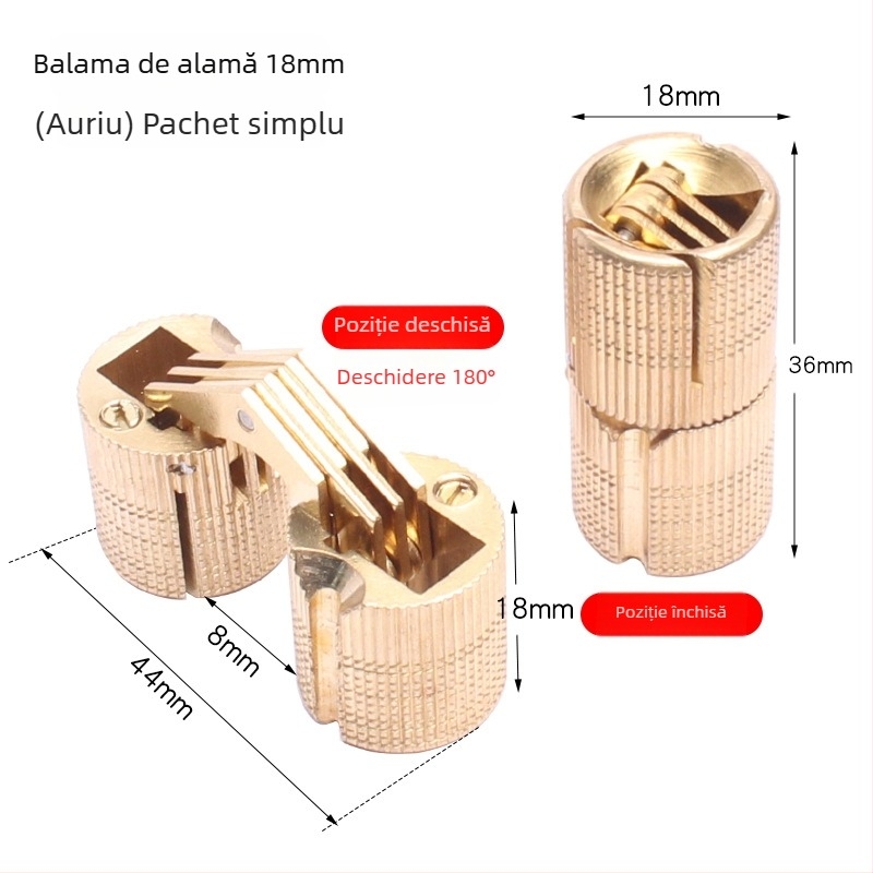 Golden Tripod balama ascunsă din alamă pentru cutie electrică – ușă de dulap ascunsă, funcționare silențioasă cu o singură mână, finisaj nichelat