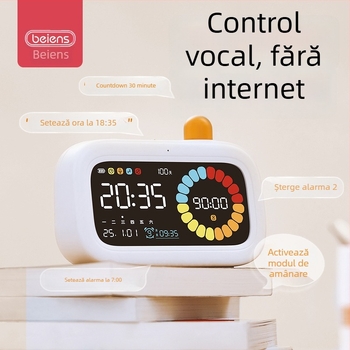 Benish Cronometru vizual pentru copii, ceas de alarmă pentru învățare, 4–6 ani, carcasă din plastic, gestionarea timpului de studiu, dezvoltă vederea, simțurile și auzul
