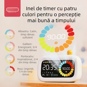 Benish Cronometru vizual pentru copii, ceas de alarmă pentru învățare, 4–6 ani, carcasă din plastic, gestionarea timpului de studiu, dezvoltă vederea, simțurile și auzul
