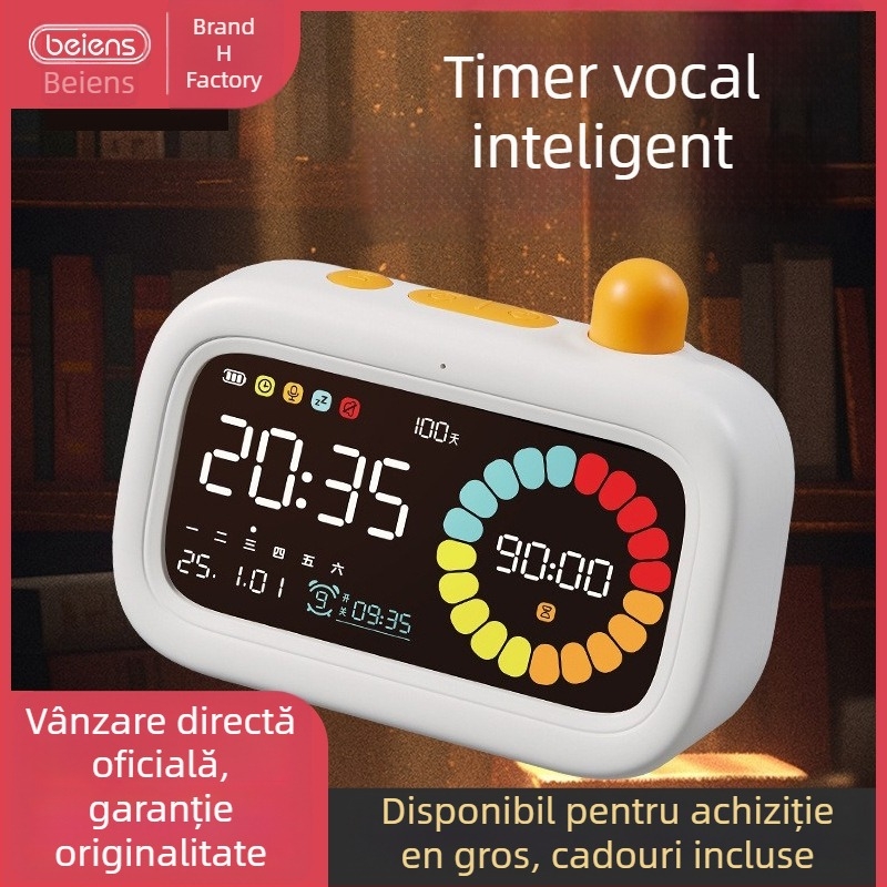 Benish Cronometru vizual pentru copii, ceas de alarmă pentru învățare, 4–6 ani, carcasă din plastic, gestionarea timpului de studiu, dezvoltă vederea, simțurile și auzul