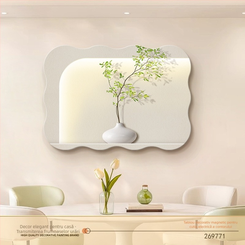 Tablou decorativ pentru cutia de contoare — fixare magnetică, fără găuri, fără ramă, model floral, bază din piele pentru vopsea