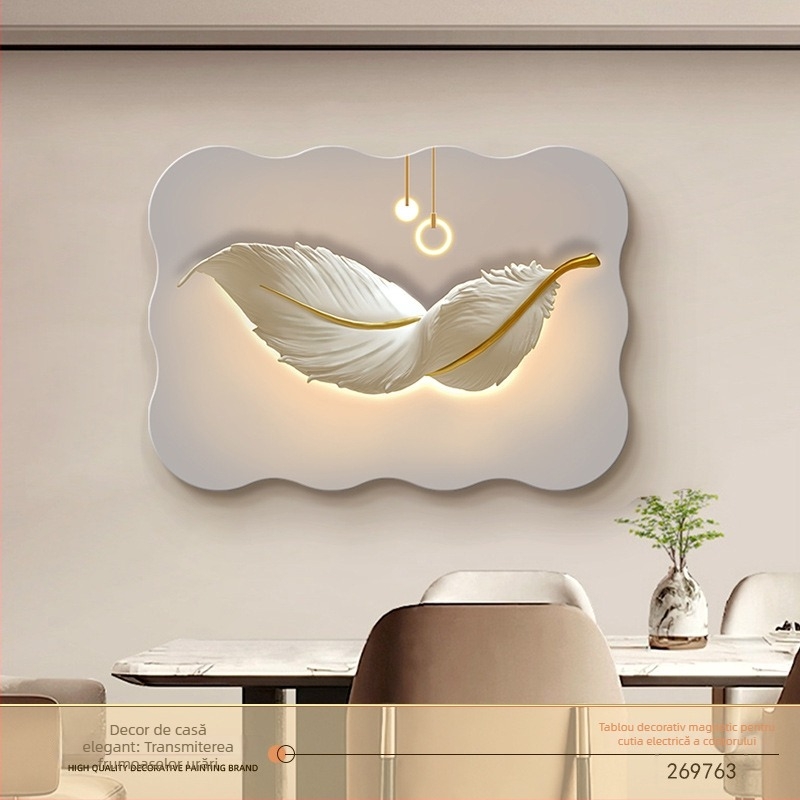 Tablou decorativ pentru cutia de contoare — fixare magnetică, fără găuri, fără ramă, model floral, bază din piele pentru vopsea