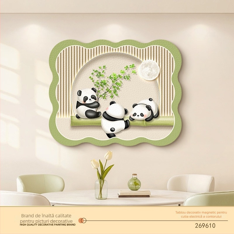 Tablou decorativ pentru cutia de contoare — fixare magnetică, fără găuri, fără ramă, model floral, bază din piele pentru vopsea