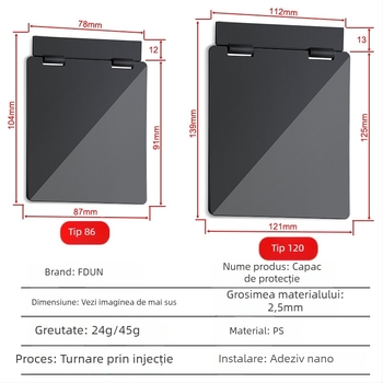 Capac protector pentru panoul de control al climatizării centrale; pentru cutia întrerupătorului și termostat — protecție împotriva atingerii accidentale, rezistent la stropi pentru baie