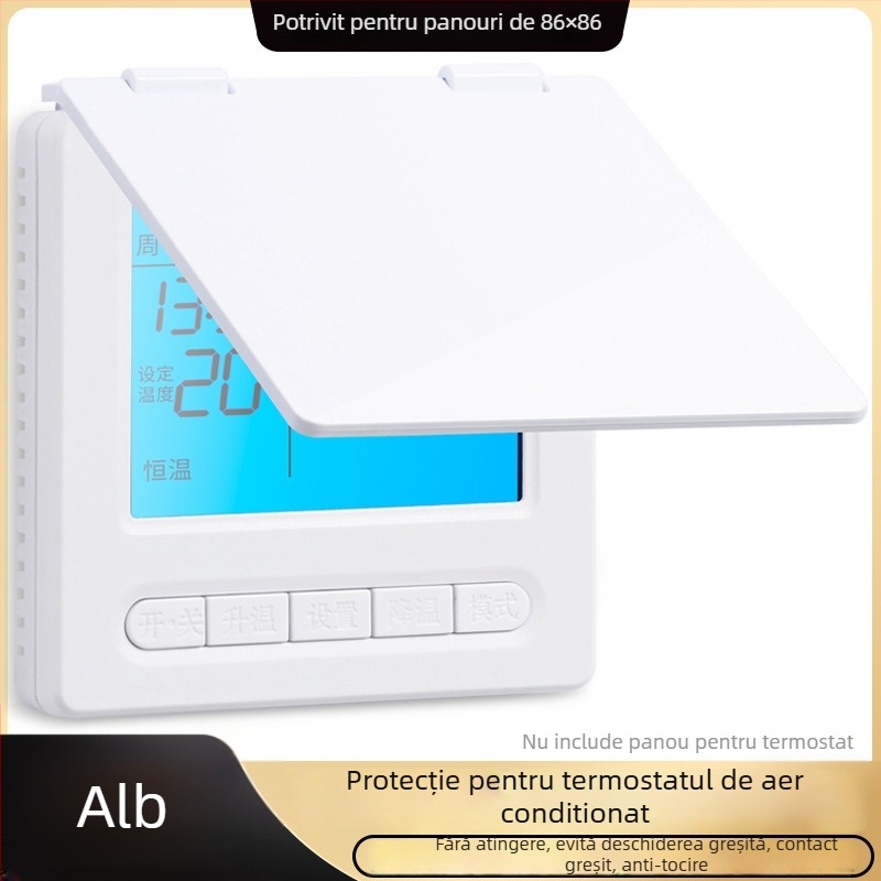 Capac protector pentru panoul de control al climatizării centrale; pentru cutia întrerupătorului și termostat — protecție împotriva atingerii accidentale, rezistent la stropi pentru baie