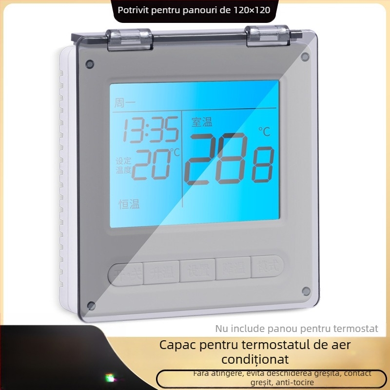 Capac protector pentru panoul de control al climatizării centrale; pentru cutia întrerupătorului și termostat — protecție împotriva atingerii accidentale, rezistent la stropi pentru baie