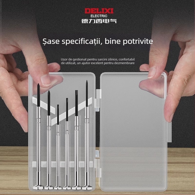 Set de șurubelnițe Delixi electric pentru ceasuri, ochelari și telefoane – oțel CR-V, fără izolație