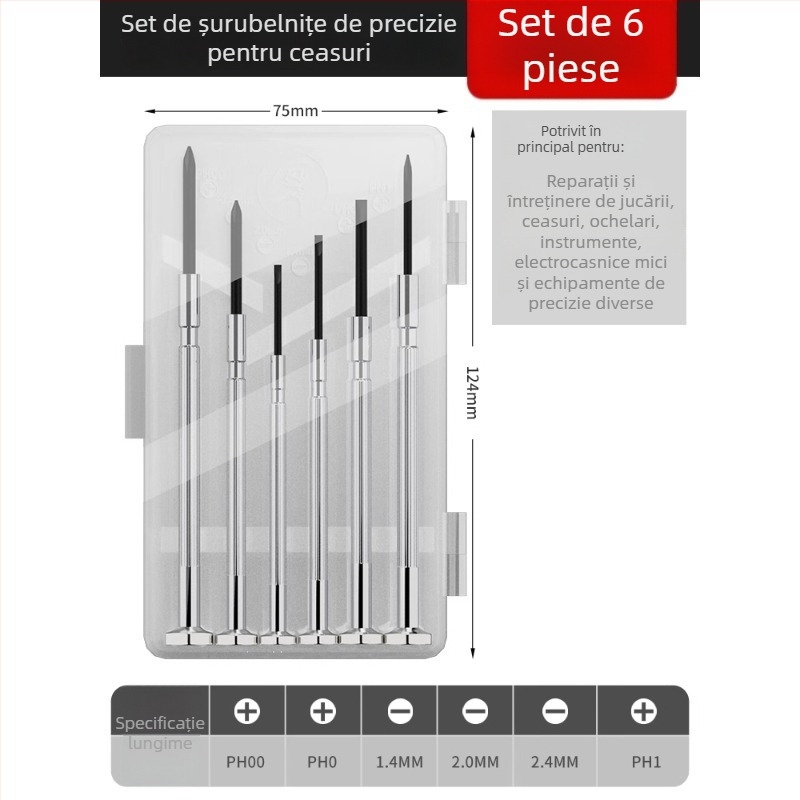 Set de șurubelnițe Delixi electric pentru ceasuri, ochelari și telefoane – oțel CR-V, fără izolație