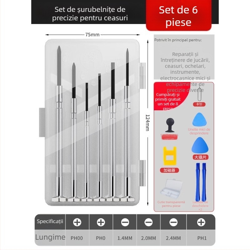 Set de șurubelnițe Delixi electric pentru ceasuri, ochelari și telefoane – oțel CR-V, fără izolație