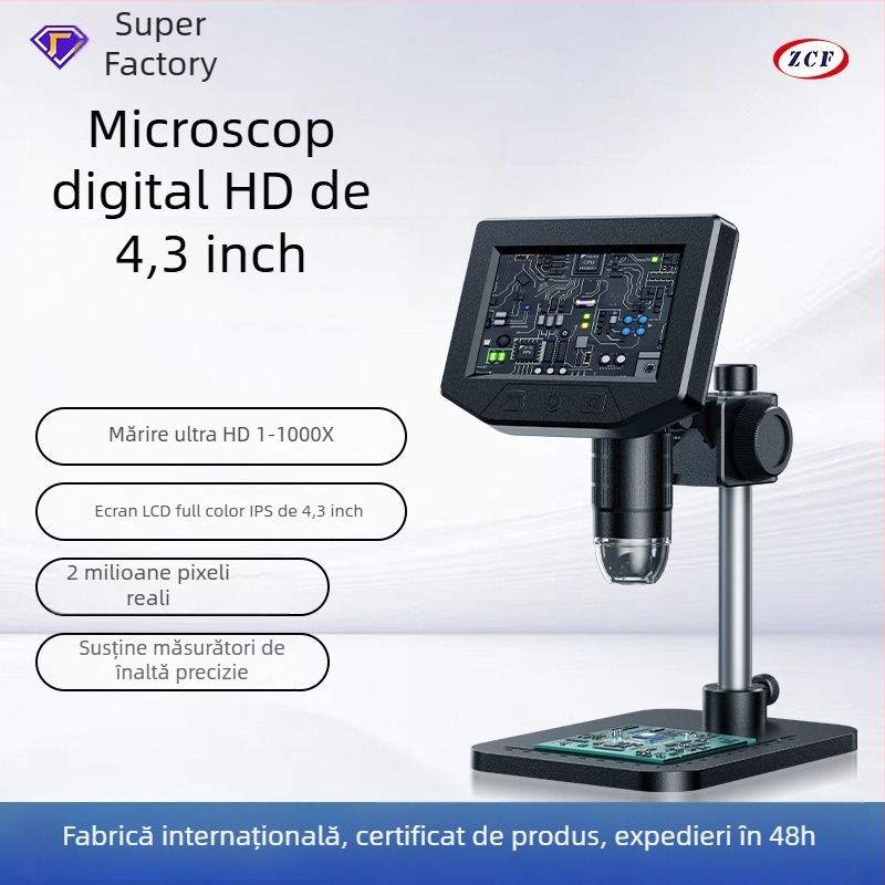Microscop digital cu ecran încorporat, marca ZCF, pentru electronică, etichetă privată licențiată