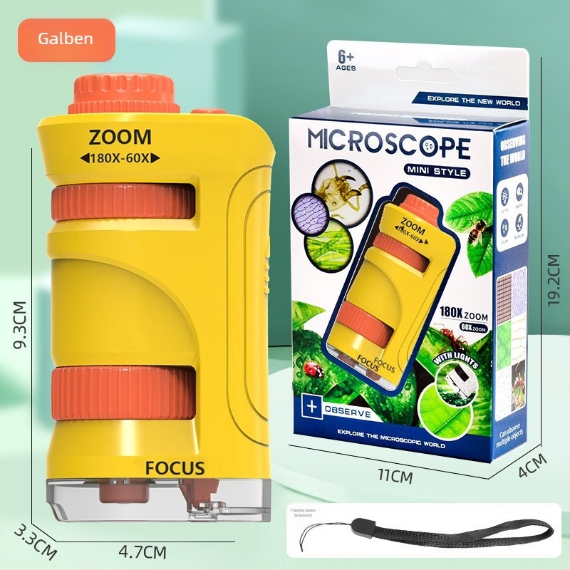 Set portabil cu microscop de mână și lupă, pentru experimente de biologie și chimie, construcție din plastic, non-electric, multifuncțional, pentru vârsta 7–14 ani
