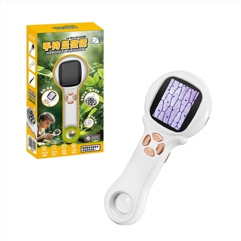 Microscop pentru copii cu ecran – Set complet de experimente științifice, electric, material ABS, pentru vârsta 7–14 ani, cod produs 3171