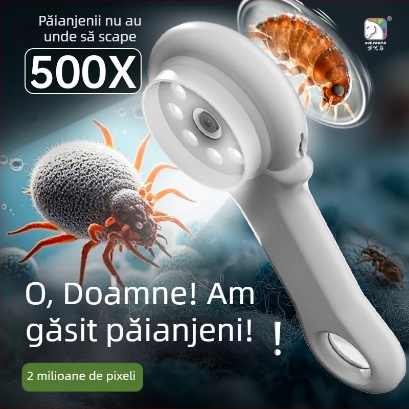 Microscop pentru copii cu ecran – Set complet de experimente științifice, electric, material ABS, pentru vârsta 7–14 ani, cod produs 3171