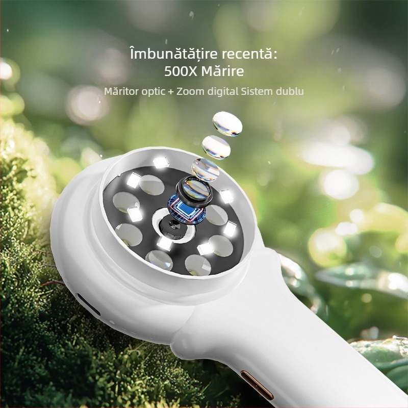 Microscop pentru copii cu ecran – Set complet de experimente științifice, electric, material ABS, pentru vârsta 7–14 ani, cod produs 3171