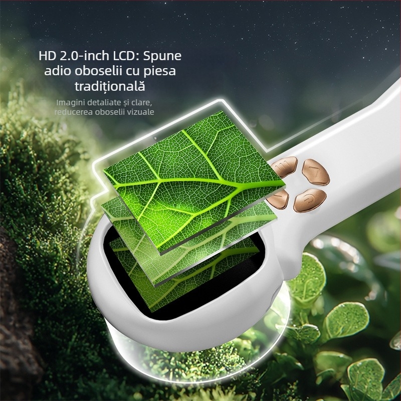 Microscop pentru copii cu ecran – Set complet de experimente științifice, electric, material ABS, pentru vârsta 7–14 ani, cod produs 3171