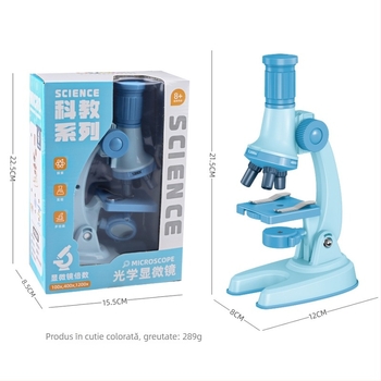Microscop pentru copii 1200x mărire – set de experimente de biologie pentru 7–14 ani, plastic, ne-electric, prietenos DIY
