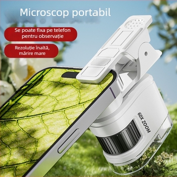 Microscop optic portabil cu lupă — Jucărie educațională științifică pentru copii 7–14 ani, Learn from Yuma, Plastic, Certificare 3C 2021152202038574