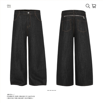 Jeansi drepți, talie medie, fermoar decorativ, denim din bumbac cowboy, lavabil