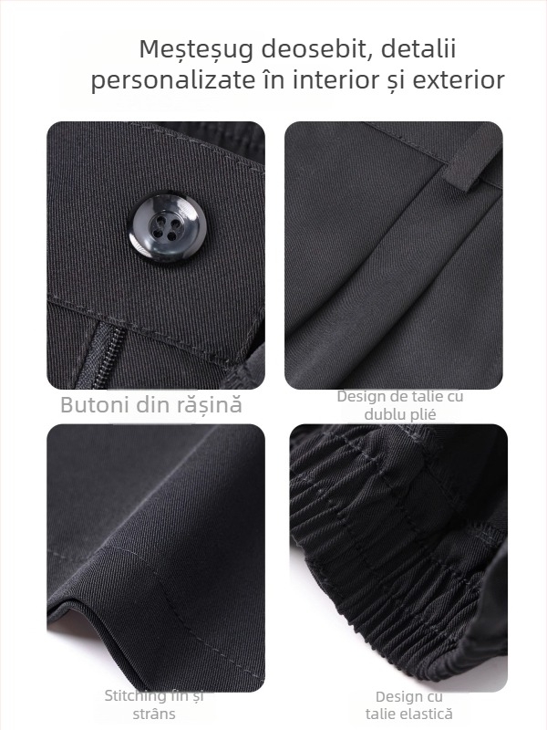 Pantaloni casual pentru bărbați, cu fleece pe căptuire, croială dreaptă, talie medie, închidere cu nasture, material poliester