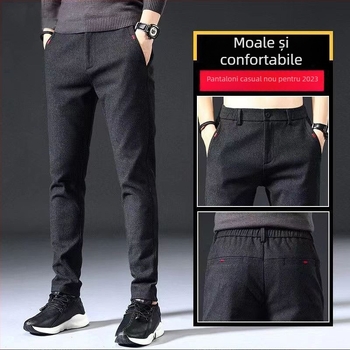 Pantaloni sport pentru bărbați, stil coreean, croială drept, lungi, toamnă, amestec poliester