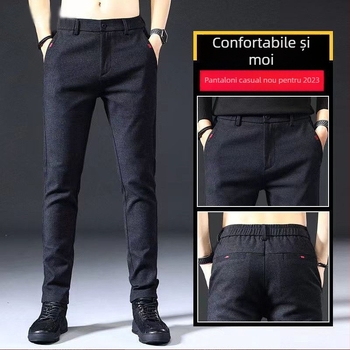 Pantaloni sport pentru bărbați, stil coreean, croială drept, lungi, toamnă, amestec poliester