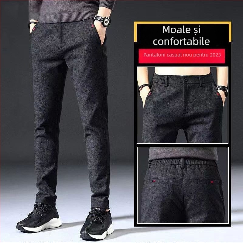 Pantaloni sport pentru bărbați, stil coreean, croială drept, lungi, toamnă, amestec poliester