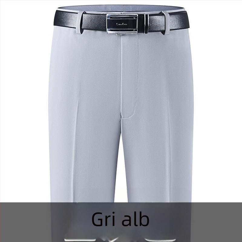 Pantaloni bărbați pentru afaceri, croială dreaptă, iarnă, amestec fibre chimice cu poliester, decor buzunar