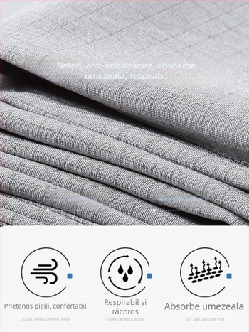 Pantaloni de vară pentru bărbați, croială dreaptă, detaliu buzunar, 35% conținut de in, stil business lejer, pentru bărbați în vârstă